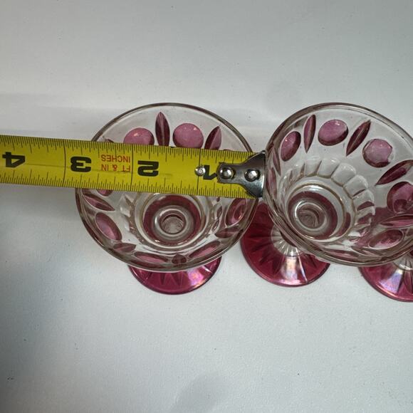 Vtg 1950s Indiana Colony Classique Clear Ruby Flash Small Glasses 4” Set Of 6 - Picture 7 of 7